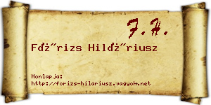 Fórizs Hiláriusz névjegykártya